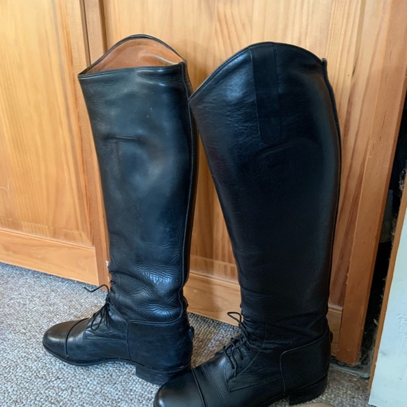 VOGEL pull on field boots custom but equivalent to 7 regular calf BLACK LEATHER - Picture 1 of 9